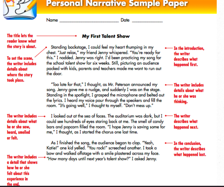example of a personal narrative paragraph